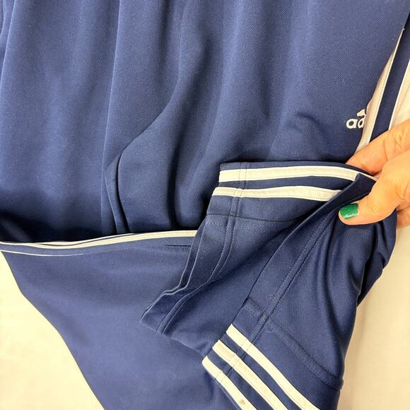 Adidas Womens Size L Track Pants Navy Blue 3-Stripe Classic Retro Straight Leg - Picture 12 of 16